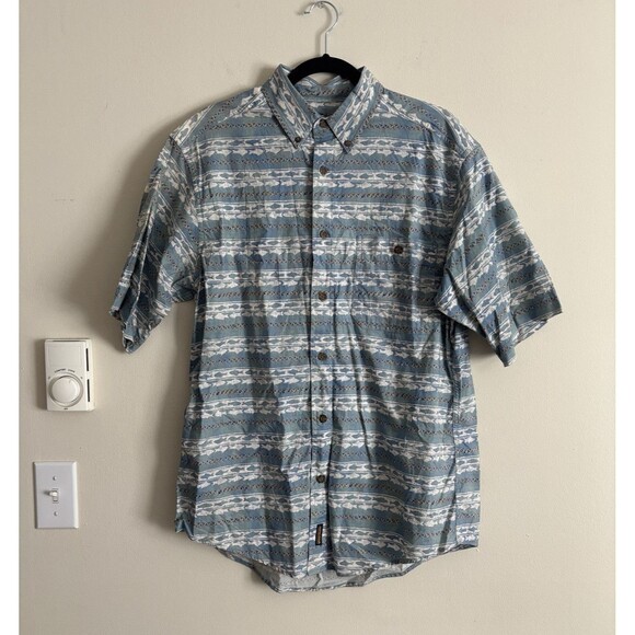 VTG Woolrich Mens Medium Casual Button Up Shirt Tropical Hawaiian Fish Coastal‎ - Picture 1 of 7